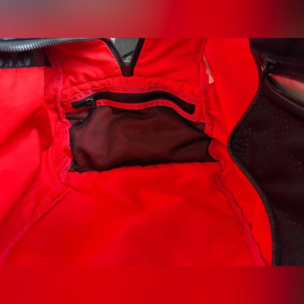 Nike Black Puff Gym Bag with Neon Reddish Orange Interior